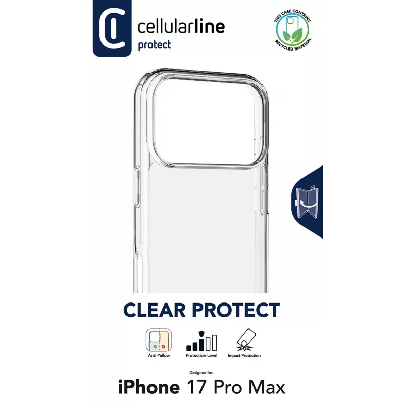 Cellularline Clear Protect - iPhone 17 Pro Max Hard case with rubber edges