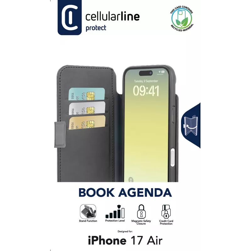 Cellularline Book Agenda - iPhone Air Leather-effect book case with magnetic closure