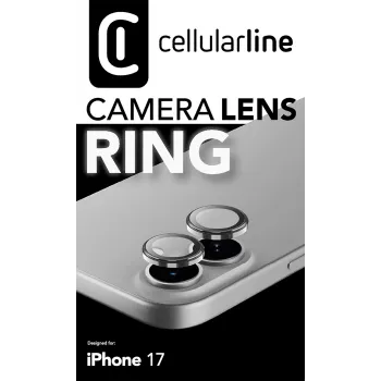 Cellularline Camera Lens Ring - iPhone 17 Tempered glass for camera protection