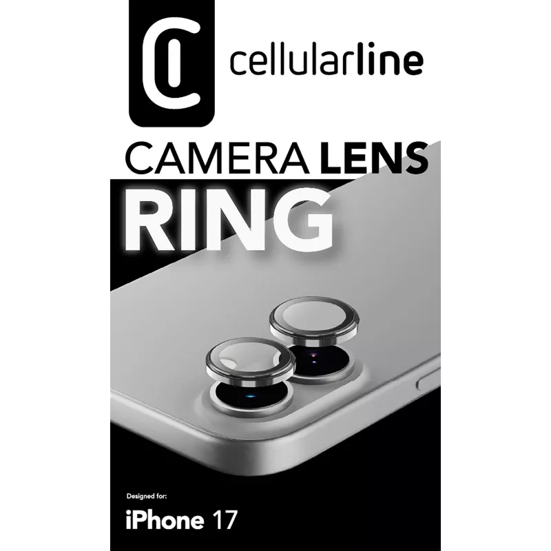 Cellularline Camera Lens Ring - iPhone 17 Tempered glass for camera protection