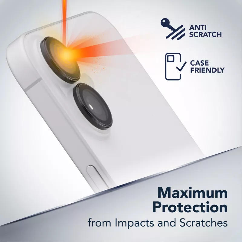 Cellularline Camera Lens Ring - iPhone 17 Tempered glass for camera protection