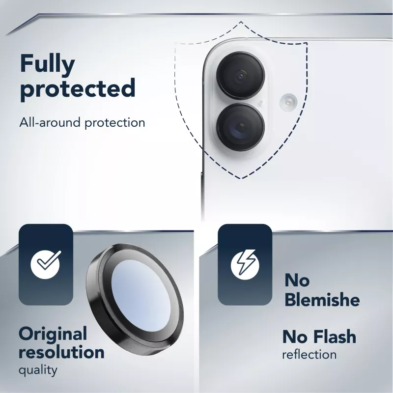 Cellularline Camera Lens Ring - iPhone 17 Tempered glass for camera protection