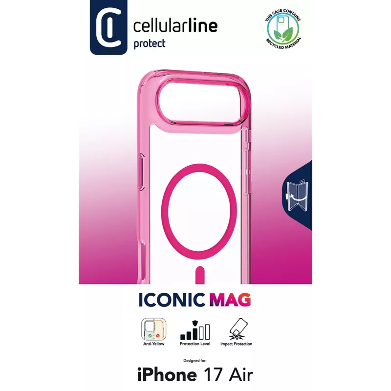 Cellularline Iconic Mag - iPhone Air Transparent case with colored edges compatible with Magsafe ecosystem