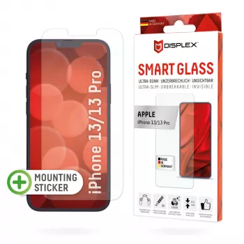 Displex Smart Glass (9H) for Apple iPhone 13/13 Pro, Mounting Sticker, unbreakable