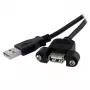 StarTech.com 1 ft Panel Mount USB Cable A to A - F/M, 0.3 m, USB A, USB A, USB 2.0, Male/Female, Black