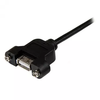 StarTech.com 1 ft Panel Mount USB Cable A to A - F/M, 0.3 m, USB A, USB A, USB 2.0, Male/Female, Black