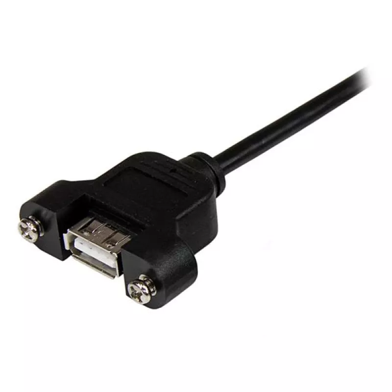 StarTech.com 1 ft Panel Mount USB Cable A to A - F/M, 0.3 m, USB A, USB A, USB 2.0, Male/Female, Black