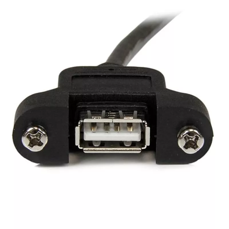 StarTech.com 1 ft Panel Mount USB Cable A to A - F/M, 0.3 m, USB A, USB A, USB 2.0, Male/Female, Black