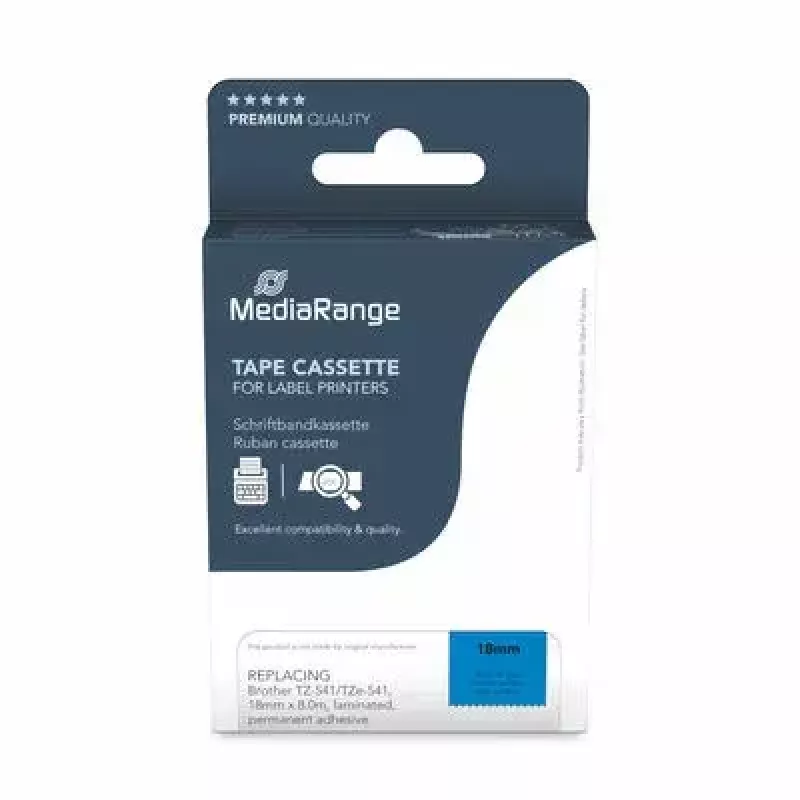 Printer Ribbon MediaRange MRBTZ541 Black 1.8 cm 8 m