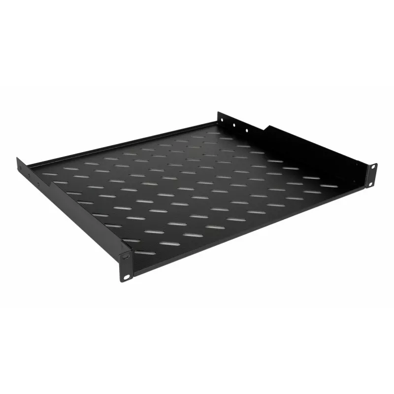 Equip Fixed Shelf 19 inch 1U 600mm Black Rack Mountable Steel Tray 20kg Load Capacity