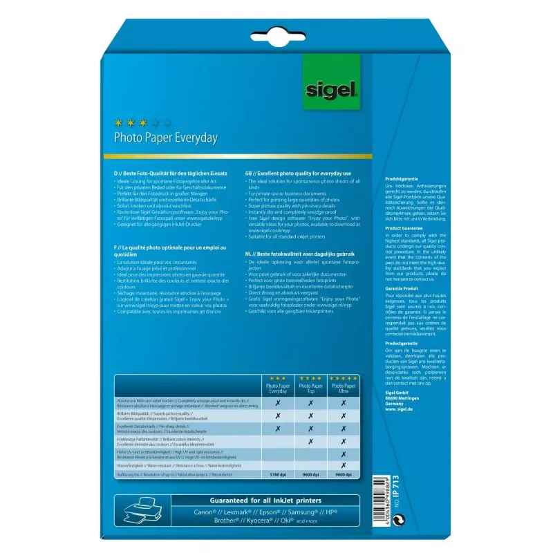 Printing paper A4 Sigel IP713 Gloss 20 sheets White