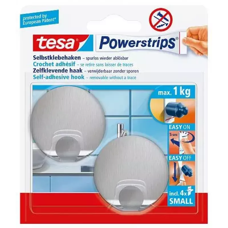 Towel hook TESA 57044-00000 Metallic Indoor 2 pcs