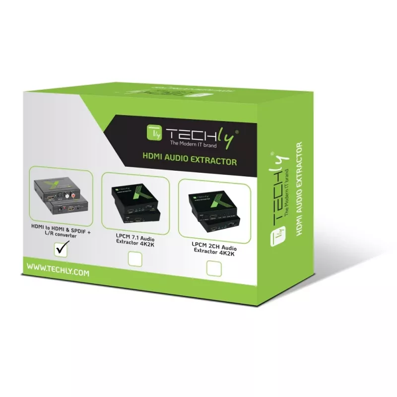 Techly Audio Extractor HDMI SPDIF + RCA R/L IDATA HDMI-EA, 5 V, 77 mm, 64 mm, 23 mm, 351 g