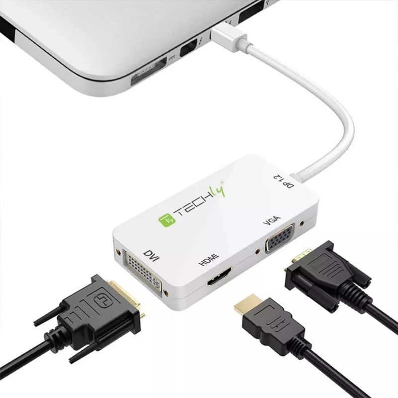 Techly Adapter 3 in 1 Mini DisplayPort (Thunderbolt) to HDMI / DVI / VGA IADAP MDP-COMBOF12