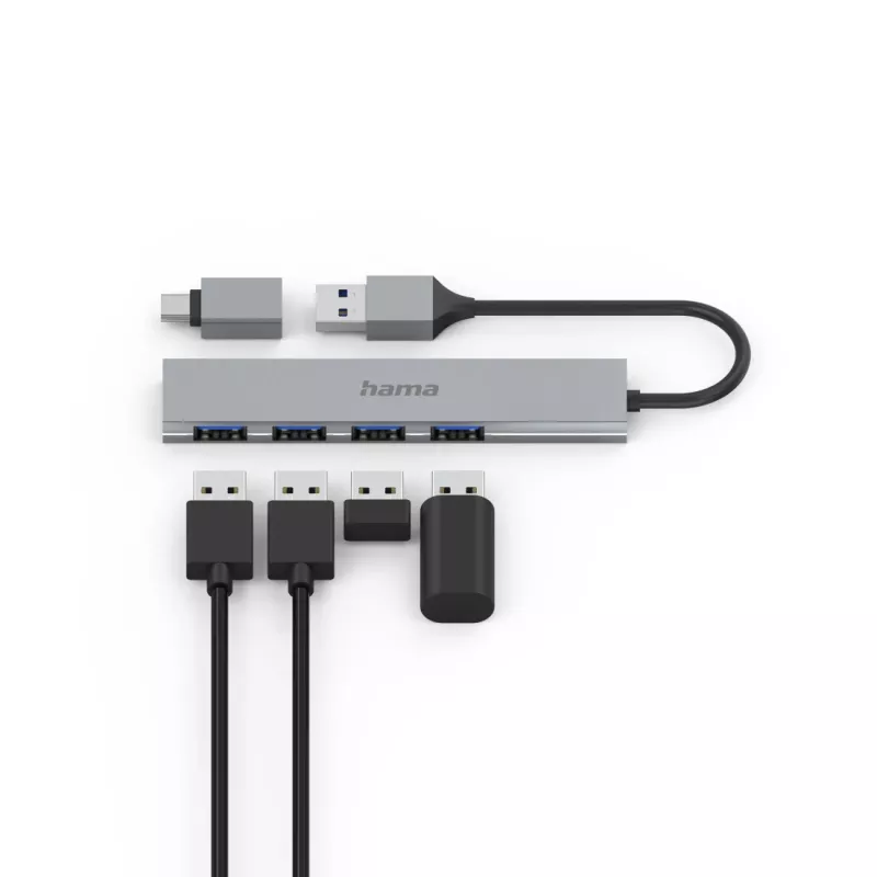 Hama 00200141 interface hub USB 3.2 Gen 1 (3.1 Gen 1) Type-A 5000 Mbit/s Grey