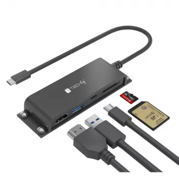 Techly IADAP-USBC-935 laptop dock/port replicator Wired USB 3.2 Gen 1 (3.1 Gen 1) Type-C Black