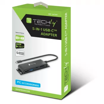 Techly IADAP-USBC-935 laptop dock/port replicator Wired USB 3.2 Gen 1 (3.1 Gen 1) Type-C Black