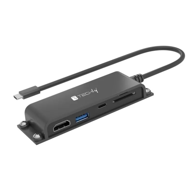 Techly IADAP-USBC-935 laptop dock/port replicator Wired USB 3.2 Gen 1 (3.1 Gen 1) Type-C Black