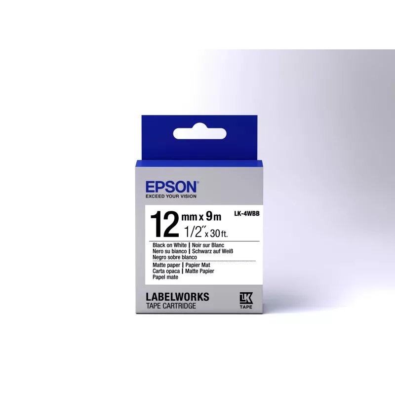Epson Label Cartridge Matte Paper LK-4WBB Black/White 12mm (9m)