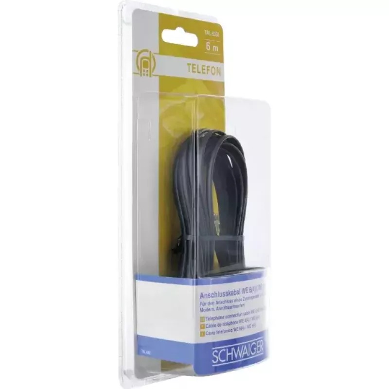 Network Cable Schwaiger 6.0m RJ-11 - RJ-11 6m Black