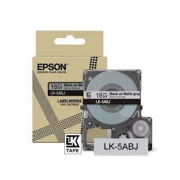 Epson Matte Tape – Grey/Black 18mm(8m) – LK-5ABJ, Black on grey, LK, Rhino, LabelWorks LW-C410, LabelWorks LW-C610, 1.8 cm, 8 m