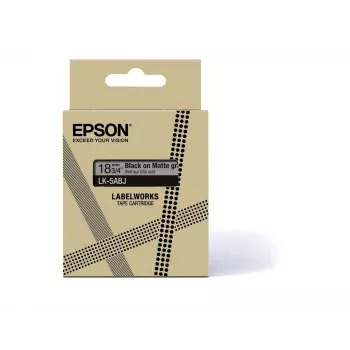 Epson Matte Tape – Grey/Black 18mm(8m) – LK-5ABJ, Black on grey, LK, Rhino, LabelWorks LW-C410, LabelWorks LW-C610, 1.8 cm, 8 m