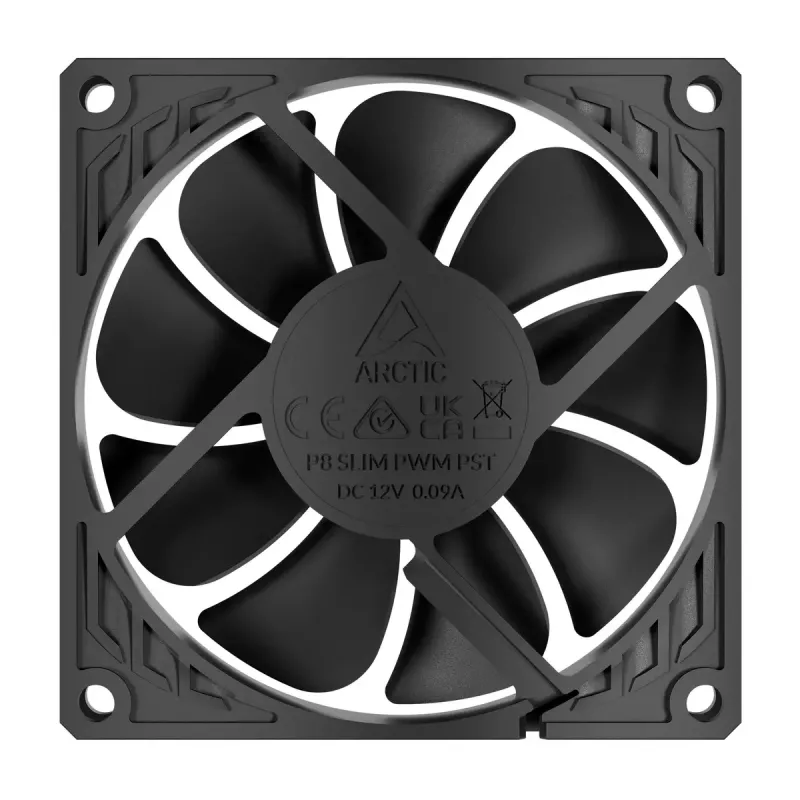 Fan Arctic P8 Slim PWM PST 80mm Low-Profile 38.23 m³/h Fluid Dynamic Bearing Black