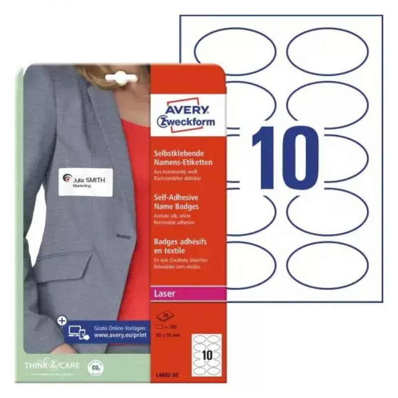 Self-adhesive label Oval Removable Avery L4882-20