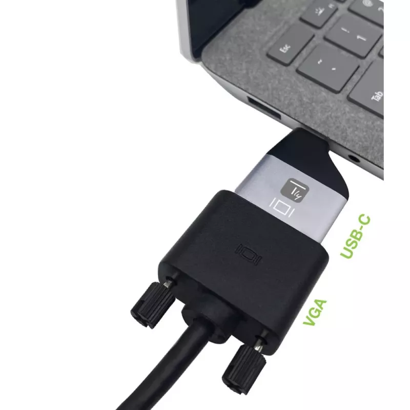 Techly IADAP USBC-VGAC USB graphics adapter 1920 x 1200 pixels Black, Silver