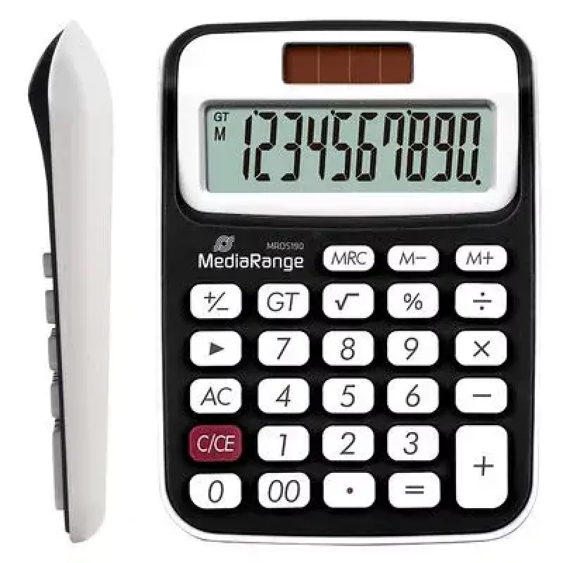 Basic Calculator MediaRange MROS190 Desktop 10 Digits Battery Solar Black White