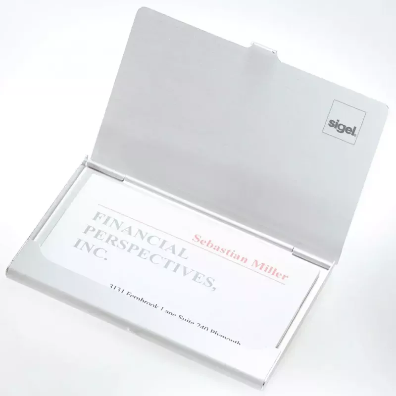 Business Card Holder Sigel VZ135 Aluminium Silver