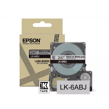 Epson Matte Tape – Grey/Black 24mm(8m) – LK-6ABJ, Black on grey, LK, Black, Grey, Epson, LabelWorks LW-C610, 2.4 cm