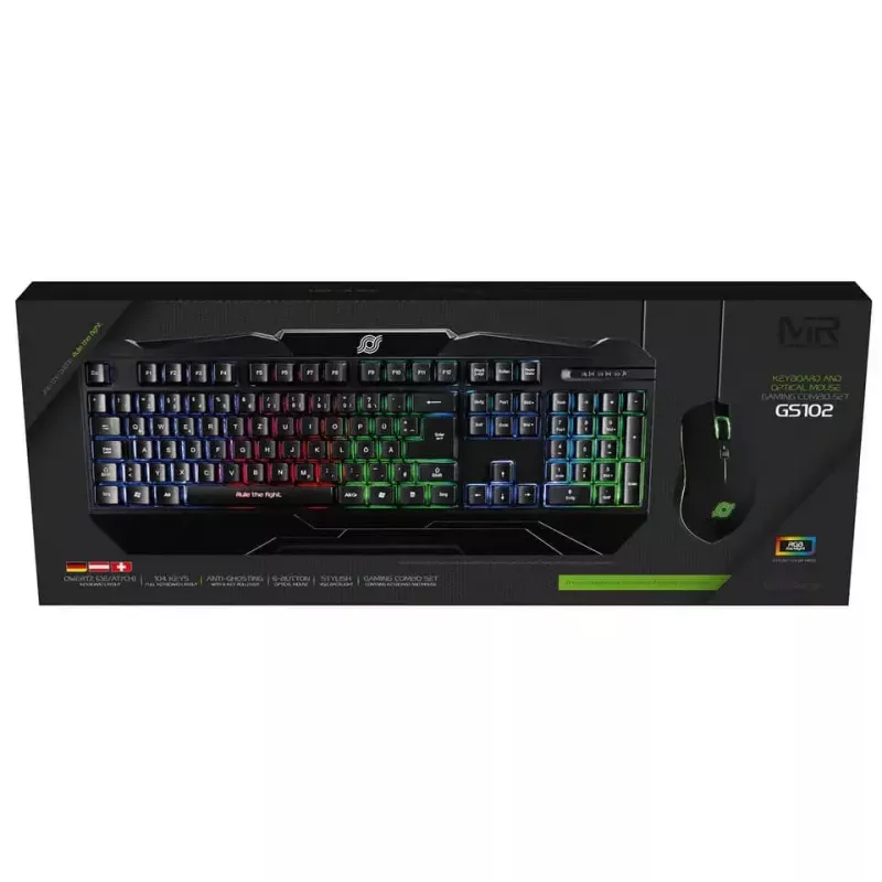 MediaRange MRGS102 Gaming Keyboard and Mouse USB QWERTZ Black RGB