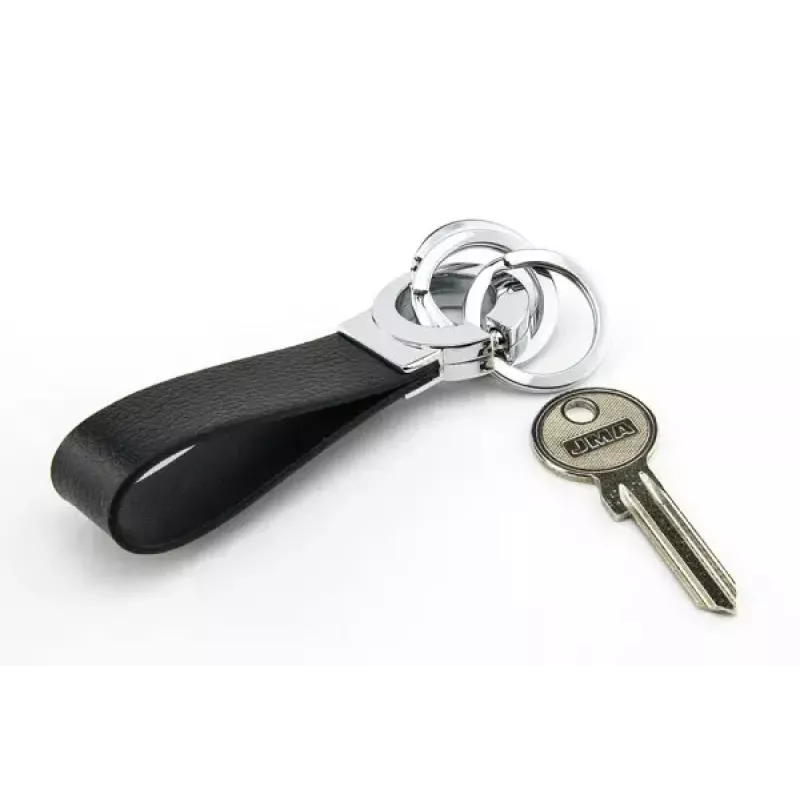 Keyring TROIKA KR8-02/LE Black Silver Leather 31mm