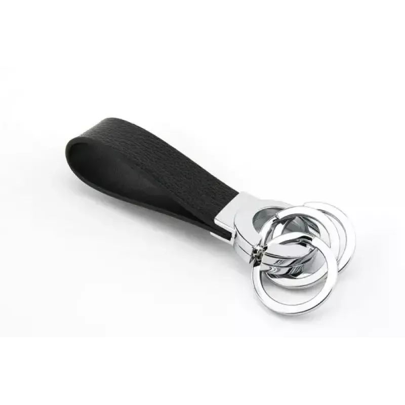 Keyring TROIKA KR8-02/LE Black Silver Leather 31mm