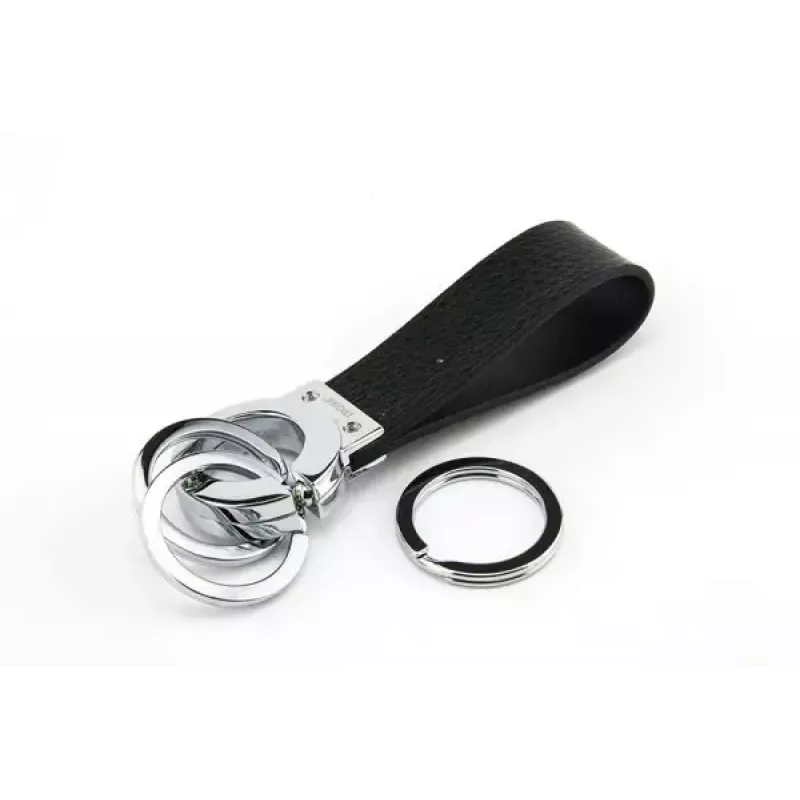 Keyring TROIKA KR8-02/LE Black Silver Leather 31mm