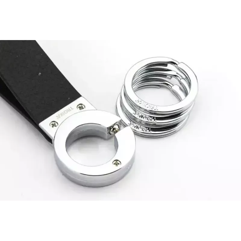 Keyring TROIKA KR8-02/LE Black Silver Leather 31mm
