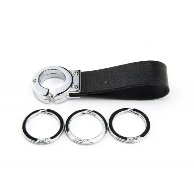 Keyring TROIKA KR8-02/LE Black Silver Leather 31mm