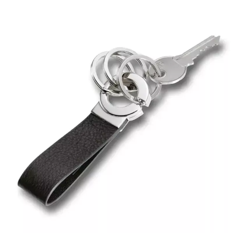 Keyring TROIKA KR8-02/LE Black Silver Leather 31mm