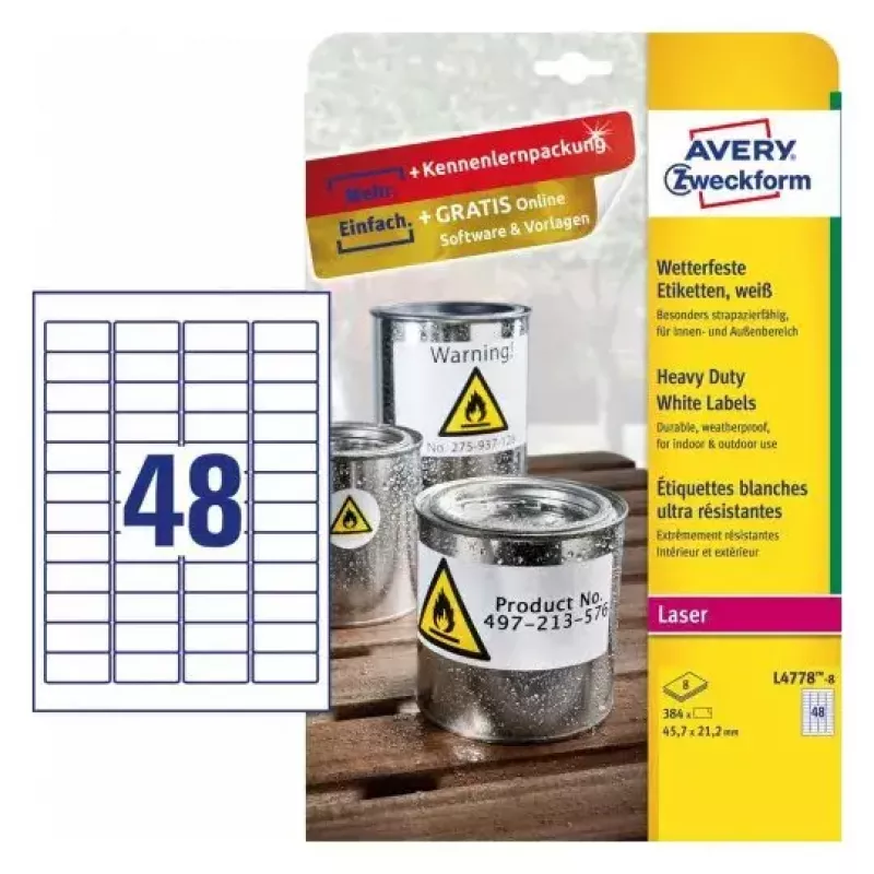 Self-adhesive printer label AVERY L4778-8