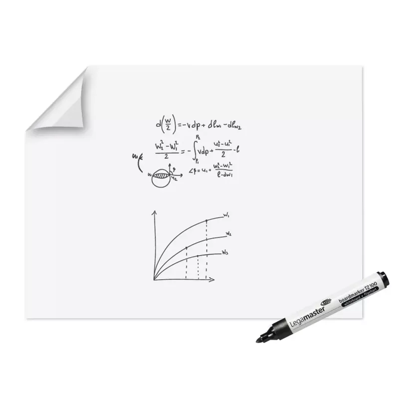 Legamaster Magic-Chart Whiteboard Foil 90x120cm Electrostatic Dry-Erase PP Film, 25 Sheets, White