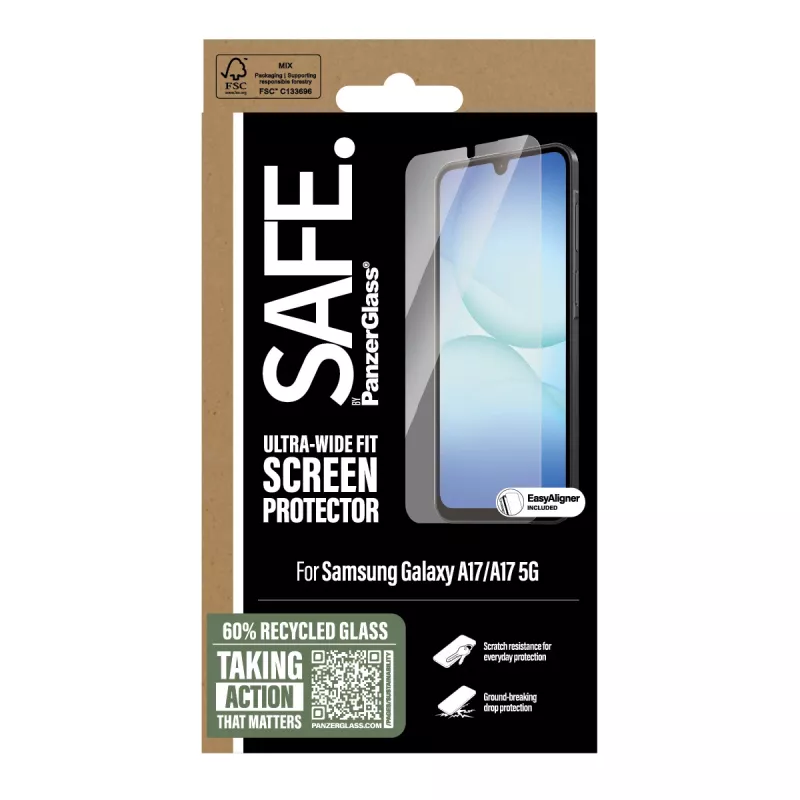 PanzerGlass SAFE. by ® Screen Protector Samsung Galaxy A17 | A17 5G | Ultra-Wide Fit w. EasyAligner