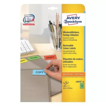 Self-adhesive label Avery L6033-20 Rounded rectangle Removable Green