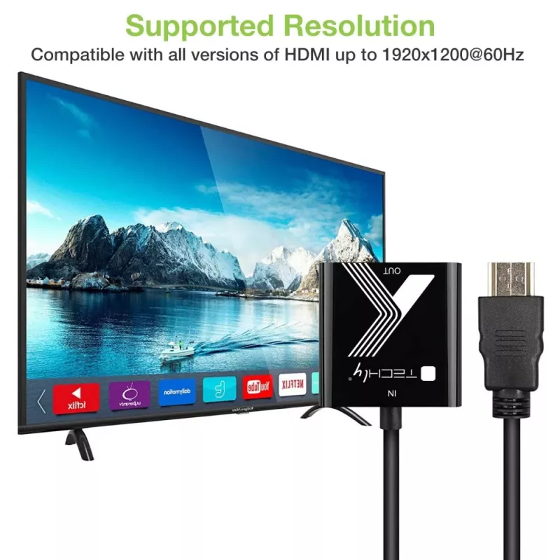 Techly Cable Adapter Converter HDMI to VGA with audio jack plug