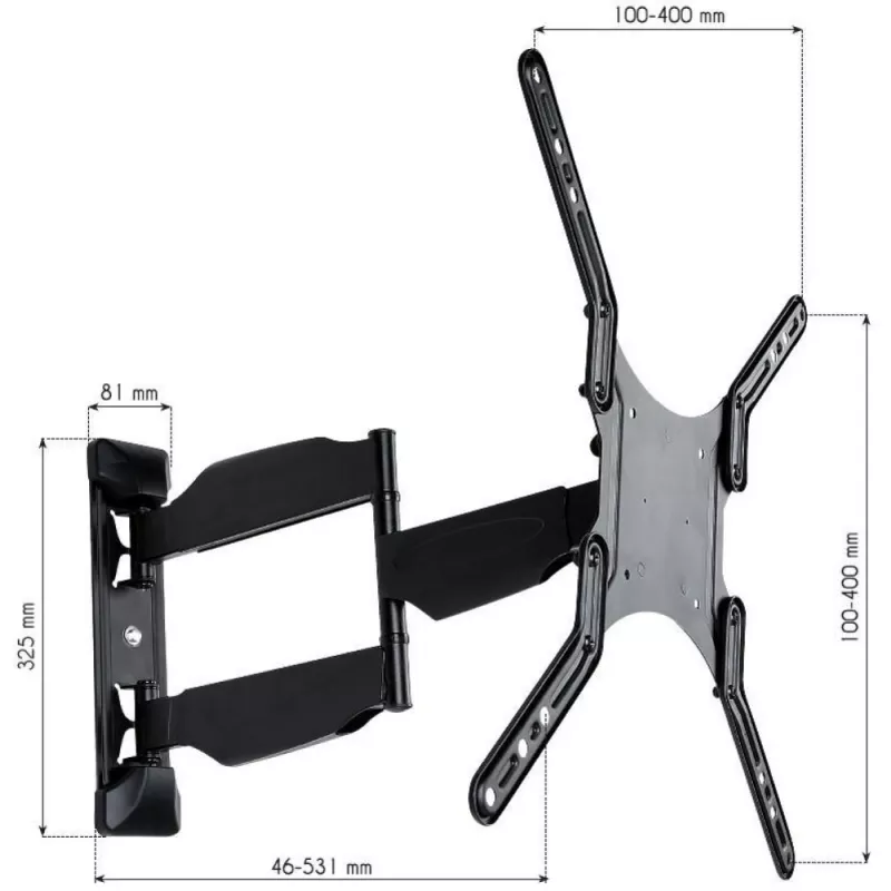 Techly 23-55 Ultra Slim Full Motion LCD TV Wall Mount Bracket Black” ICA-PLB 171M
