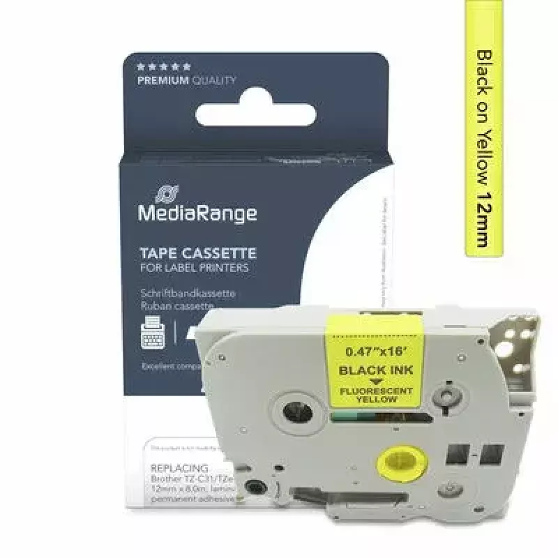 Printer Ribbon MediaRange MRBTZC31 Black 1.2 cm 8 m