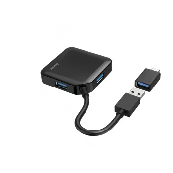 Hama USB Hub, 4 Ports, USB 3.2 Gen 1, 5 Gbit/s, incl. USB-C Adapter