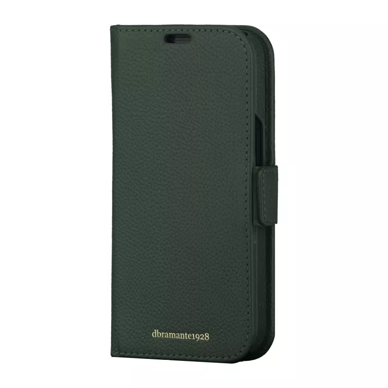 Folio case dbramante1928 New York for iPhone 15 Pro, monochromatic green, 3 card pockets