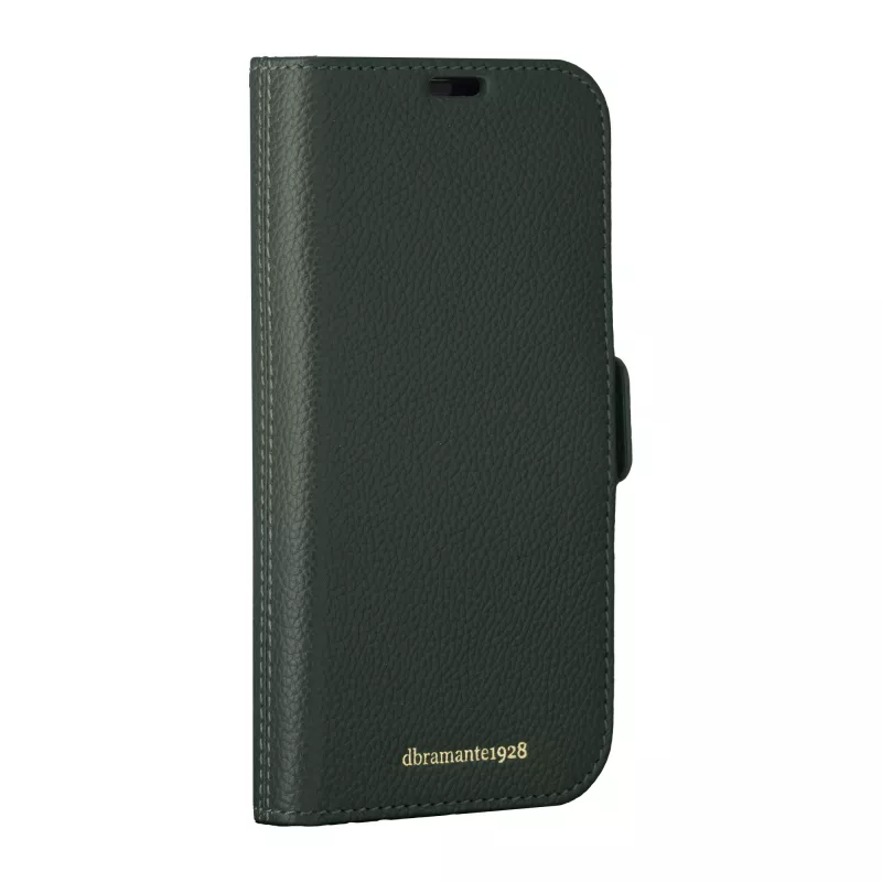 Folio case dbramante1928 New York for iPhone 15 Pro, monochromatic green, 3 card pockets