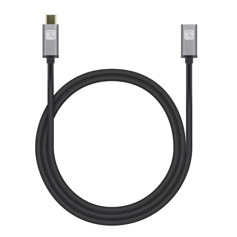 Techly USB 3.2 Gen 2 USB-C M/F Cable 1m Black, 1 m, USB C, USB C, USB 3.2 Gen 2 (3.1 Gen 2), 10 Gbit/s, Black, Grey